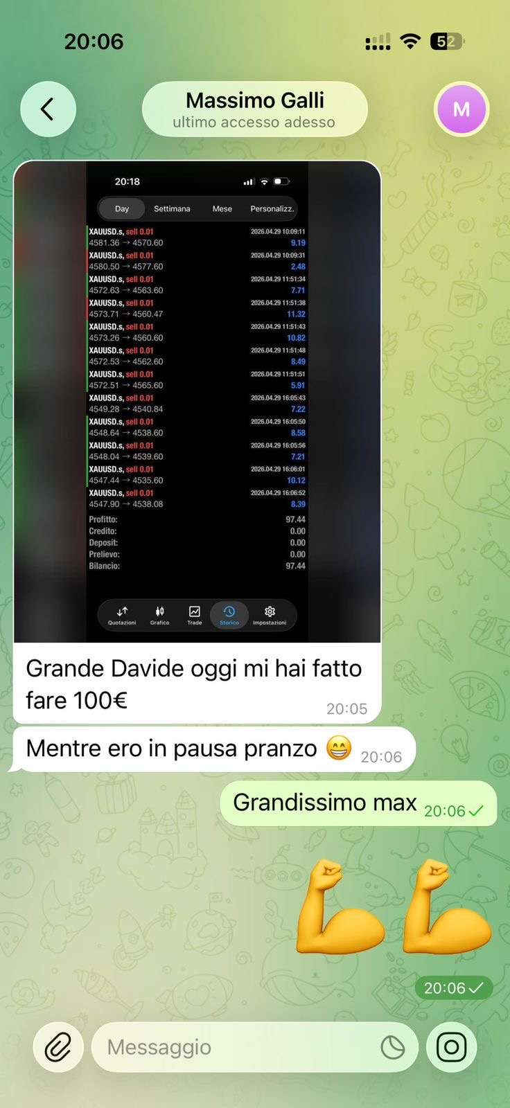 Risultato membro community: Massimo, +100€